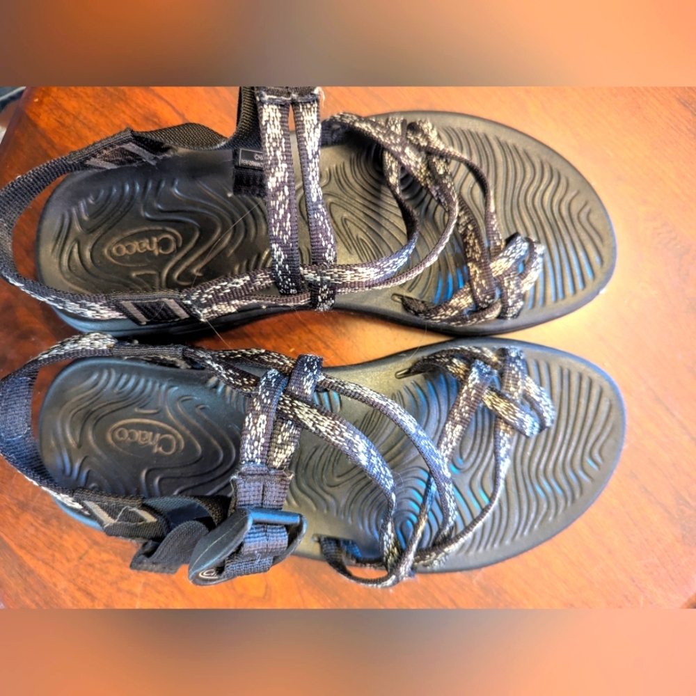 Chaco Black and Gray Double Strap Sandals